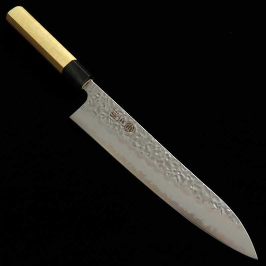 Miura Acier Blanc No.1 Finition Martelée Gyuto Manche octogonal en magnolia et buffle (240 mm)