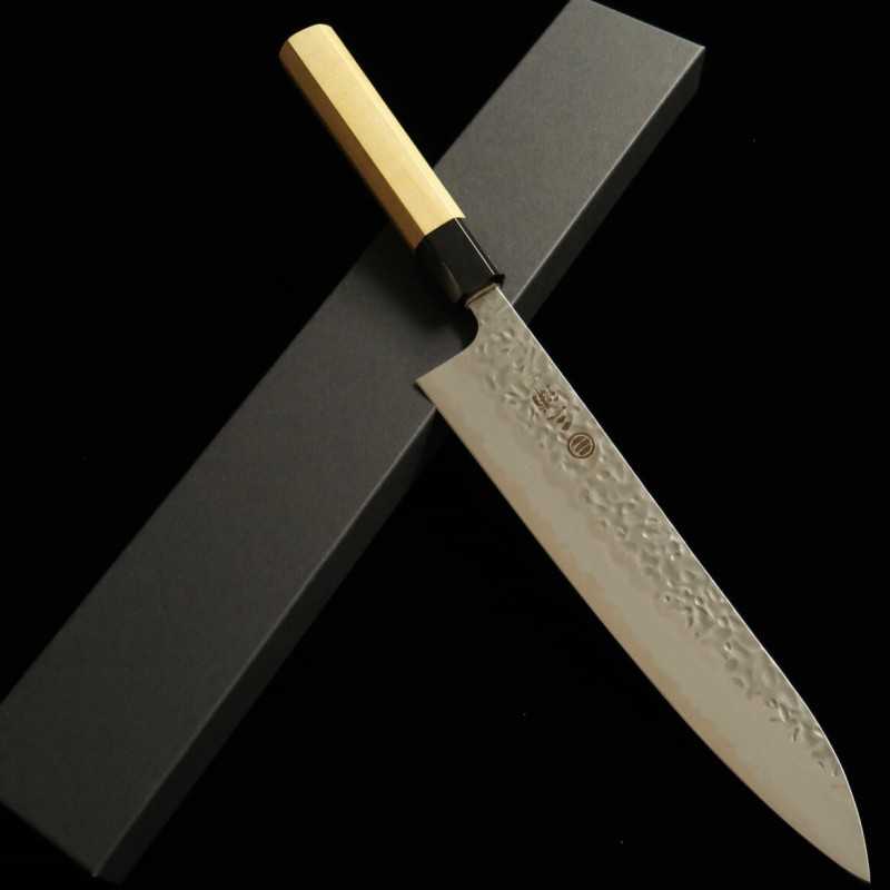 Gyuto MIURA Shirogami nº 1 martelada com cabo octogonal de magnólia (240mm)