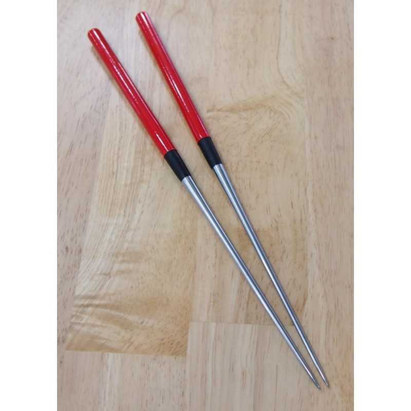 Hashi Moribashi em aço inox com cabo pintado vermelho (290/320mm)