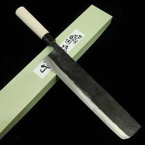 Cuchillo forjado para puerro, acabado kurouchi, afilado estilo Hama, SK-5 (300 mm)