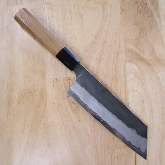 Nakiri NIGARA Aogami Super Black Nakiri with Teak Octagonal Handle (170mm)
