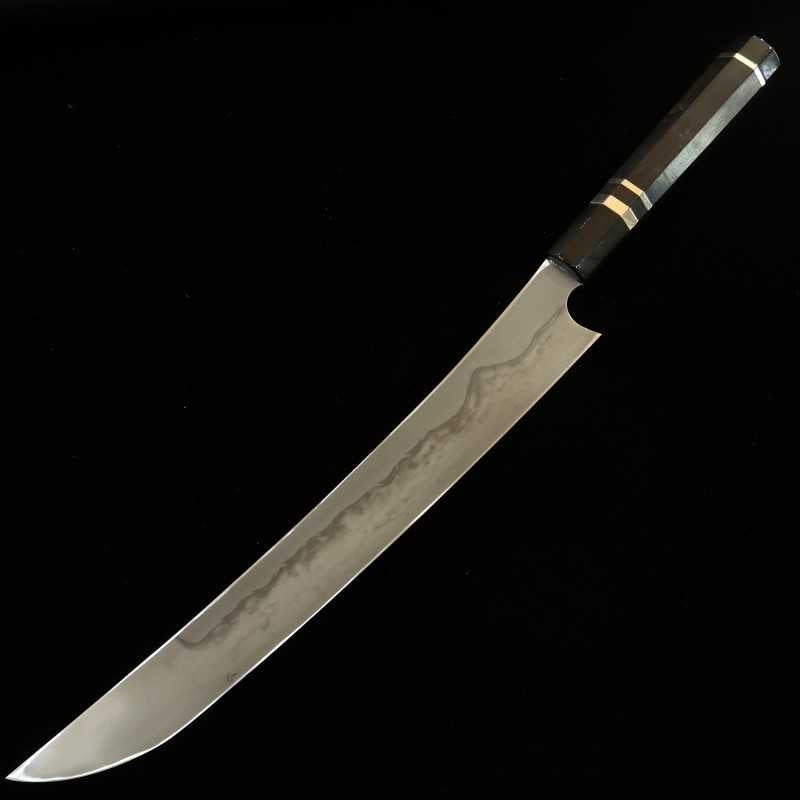 NIGARA Sakimaru Yanagiba Shirogami No. 1 Honyaki Silver Wrapped Ebony Handle (300mm)