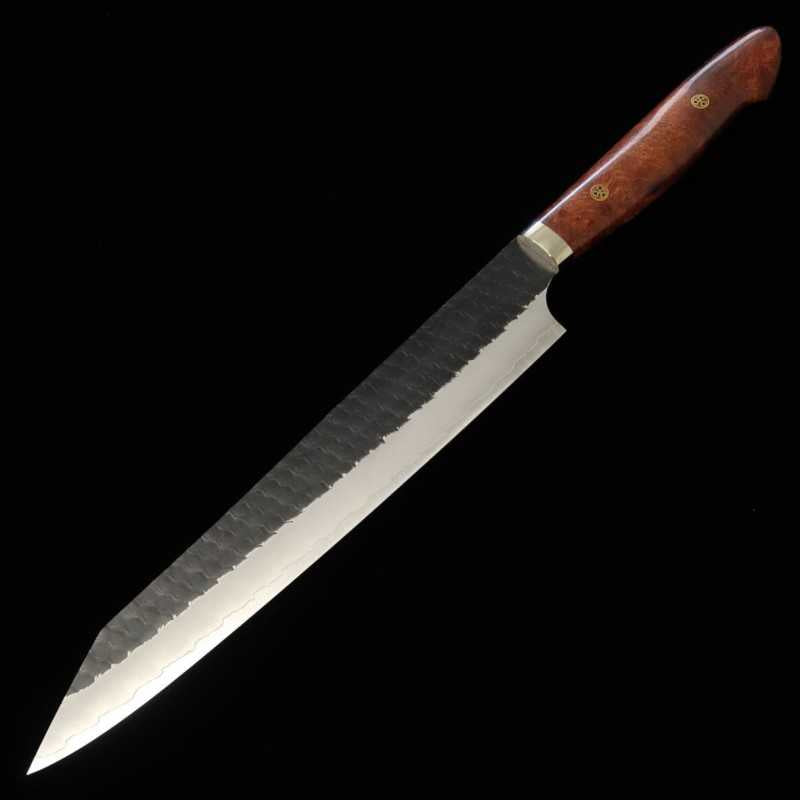 NIGARA Kiritsuke Sujihiki SG2 Black Hammered Karin Custom Handle (255mm)