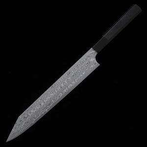 NIGARA forja Nitō Hamono SG2 “Anmon” kiritsuke sujihiki mango de ébano con búfalo negro (255 mm)
