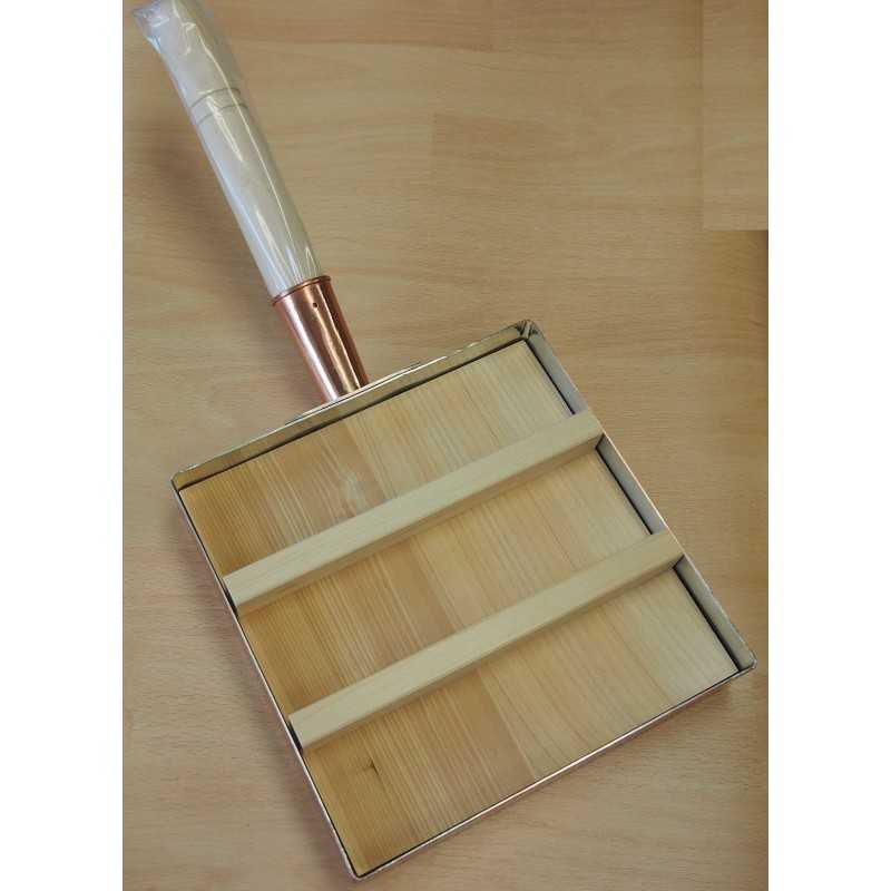 Panela em cobre para tamagoyaki com tampa de madeira (15-21cm)