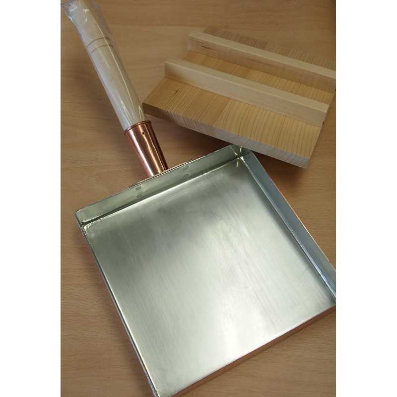 Panela em cobre para tamagoyaki com tampa de madeira (15-21cm)