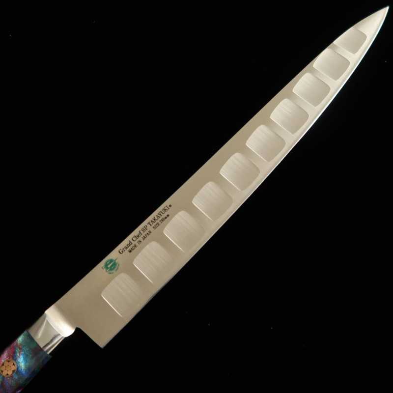 Sakai Takayuki SAKAI TAKAYUKI Grand Chef SP Série Type III Galaxy Acier spécial Lame alvéolée Sujihiki pour droitier (240 mm)