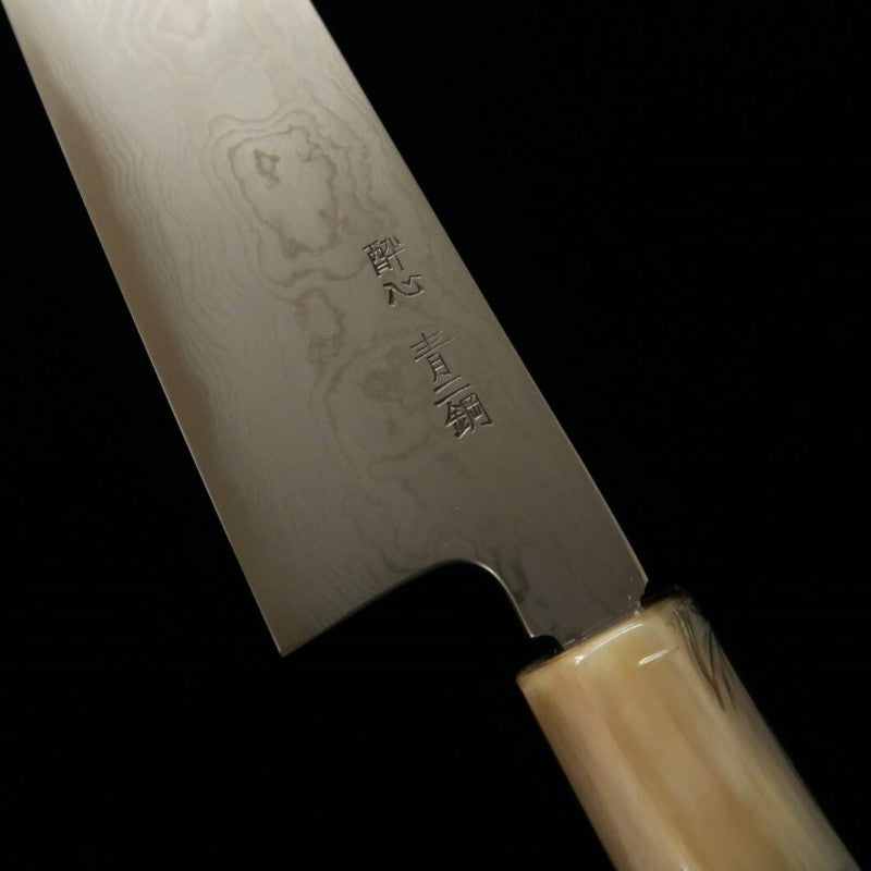 Sujihiki Aogami nº 2 SUISIN Sumi-ryu damascus Cabo Octogonal em Ébano Forjado por Ikeda san (270mm) 