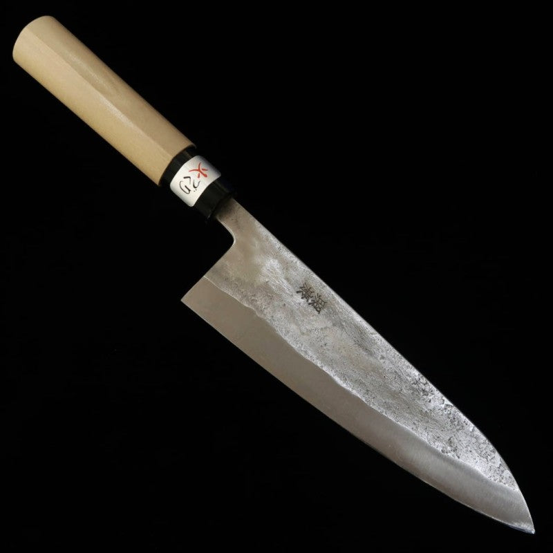 Faca Gyuto TERUYASU FUJIWARA estilo japonês, lâmina Shirogami No. 1 com acabamento Nashi, cabo de madeira de magnólia (180-210mm)
