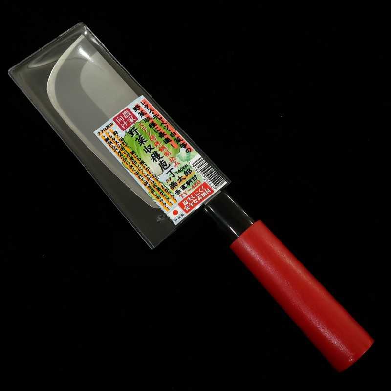 ステン特殊鋼割込野菜収穫庖丁　楽太郎　TY-420　赤直柄 (140mm)